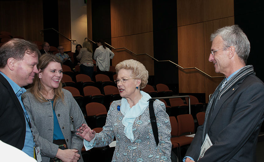 Susan Alberti greets attendees at the 2018 Alfred Health Week Research Day Keynote address.