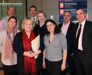 Pictured visiting AMREP recently are L-R: Guy Krippner and Tracey Ellis, Baker Heart & Diabetes Institute; Renee Dutton, AMREP, Brendan Flynn, Lucy Dalton and Sky Gross, Melbourne Biomedical precinct; Nathan Elia, State Government of Victoria and Scott Edwards, Melbourne Biomedical Precinct.